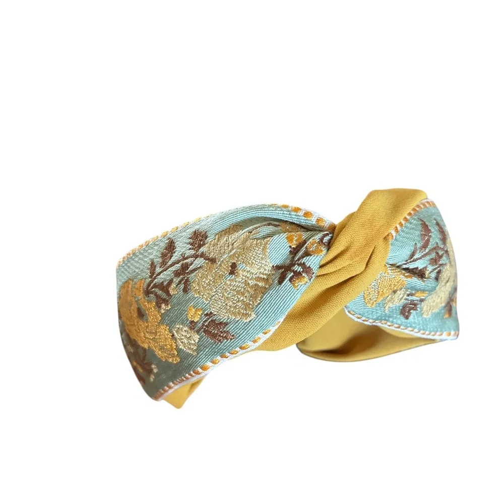 Yellow Vintage Floral Print Headband